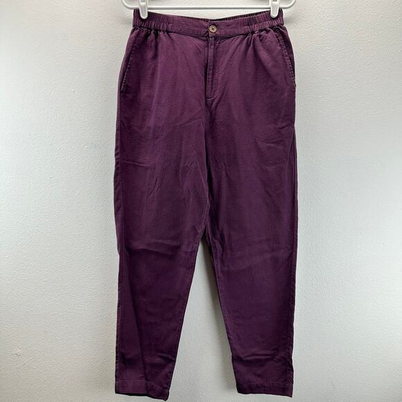 Gudrun Sjoden Cotton Pants Elastic Waist Plum Purple Small - Picture 1 of 14